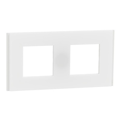 Schneider - Unica Déco - Plaque de finition - Blanc neige - 2P horiz vert - Réf : NU600479