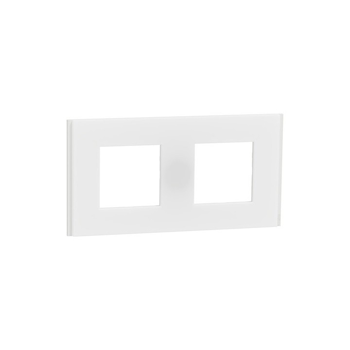 Schneider - Unica Déco - Plaque de finition - Blanc neige - 2P horiz vert - Réf : NU600479