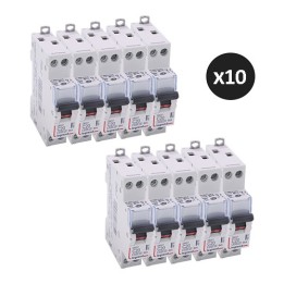 Legrand - Lot de 10 disjoncteurs DNX³ 4500 - vis/vis - U+N 230V~ 20A - 6kA - courbe C - 1 module - Réf : 406775(10)