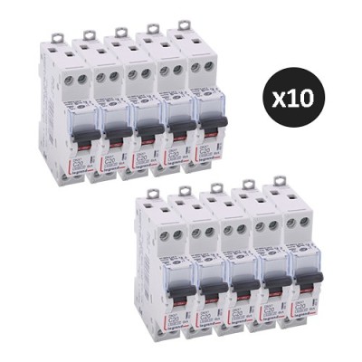 Legrand - Lot de 10 disjoncteurs DNX³ 4500 - vis/vis - U+N 230V~ 20A - 6kA - courbe C - 1 module - Réf : 406775(10)