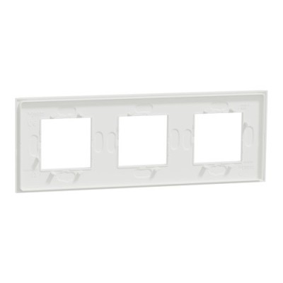 Schneider - Unica Déco - Plaque de finition - Blanc neige - 3P horiz vert - Réf : NU600679