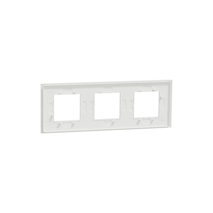 Schneider - Unica Déco - Plaque de finition - Blanc neige - 3P horiz vert - Réf : NU600679