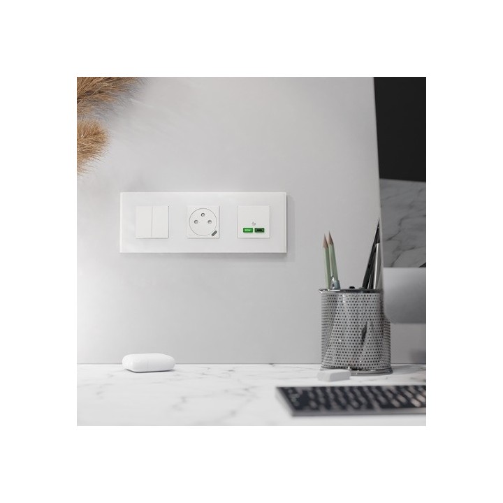 Schneider - Unica Déco - Plaque de finition - Blanc neige - 3P horiz vert - Réf : NU600679