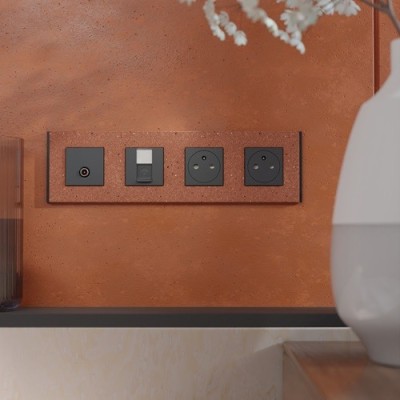 Schneider - Unica Déco - Plaque de finition - Terracotta - 4P horiz vert - Réf : NU600871