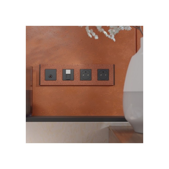 Schneider - Unica Déco - Plaque de finition - Terracotta - 4P horiz vert - Réf : NU600871