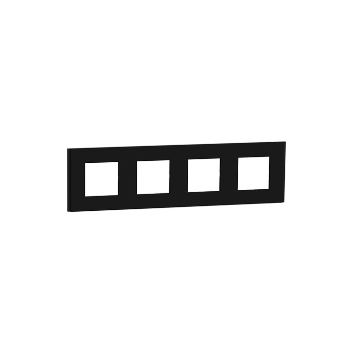 Schneider - Unica Déco - Plaque de finition - Gomme noire - 4P horiz vert - Réf : NU600872