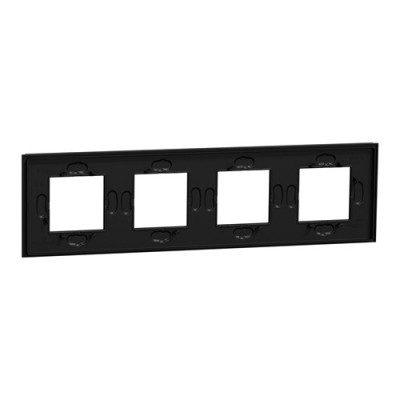 Schneider - Unica Déco - Plaque de finition - Gomme noire - 4P horiz vert - Réf : NU600872