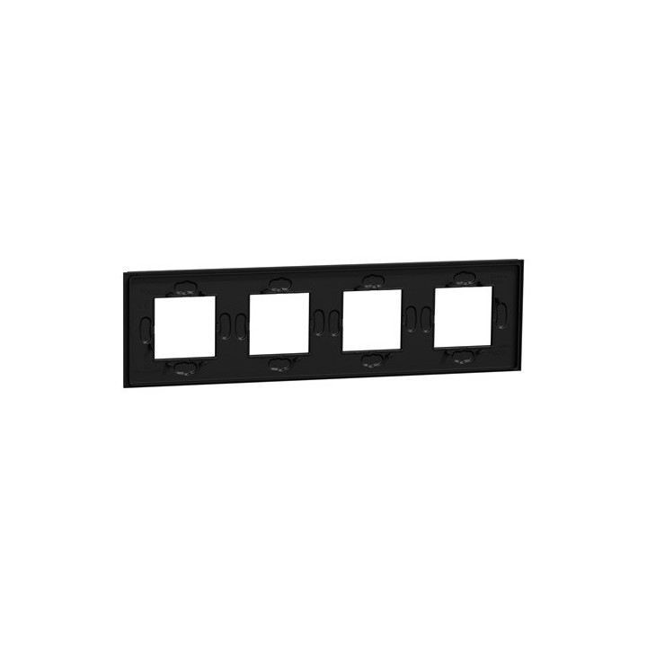 Schneider - Unica Déco - Plaque de finition - Gomme noire - 4P horiz vert - Réf : NU600872