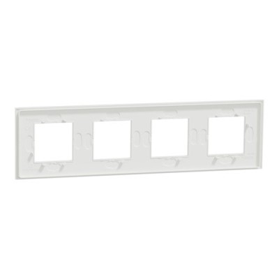 Schneider - Unica Déco - Plaque de finition - Blanc neige - 4P horiz vert - Réf : NU600879
