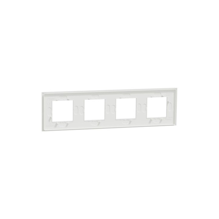 Schneider - Unica Déco - Plaque de finition - Blanc neige - 4P horiz vert - Réf : NU600879