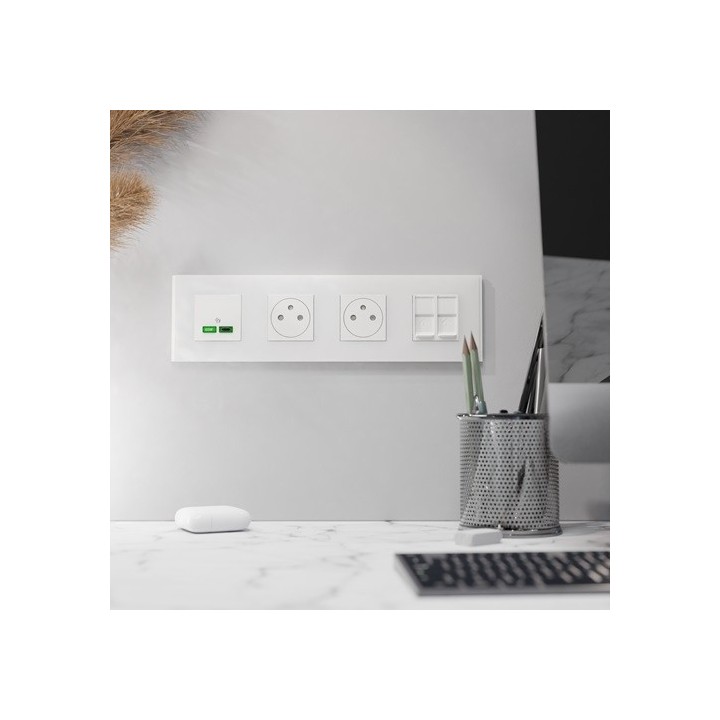 Schneider - Unica Déco - Plaque de finition - Blanc neige - 4P horiz vert - Réf : NU600879