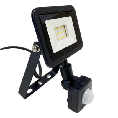 Krisane - Projecteur LED - 10W - 4000°K - IP65 - Noir - avec détecteur - Réf : KRI29741