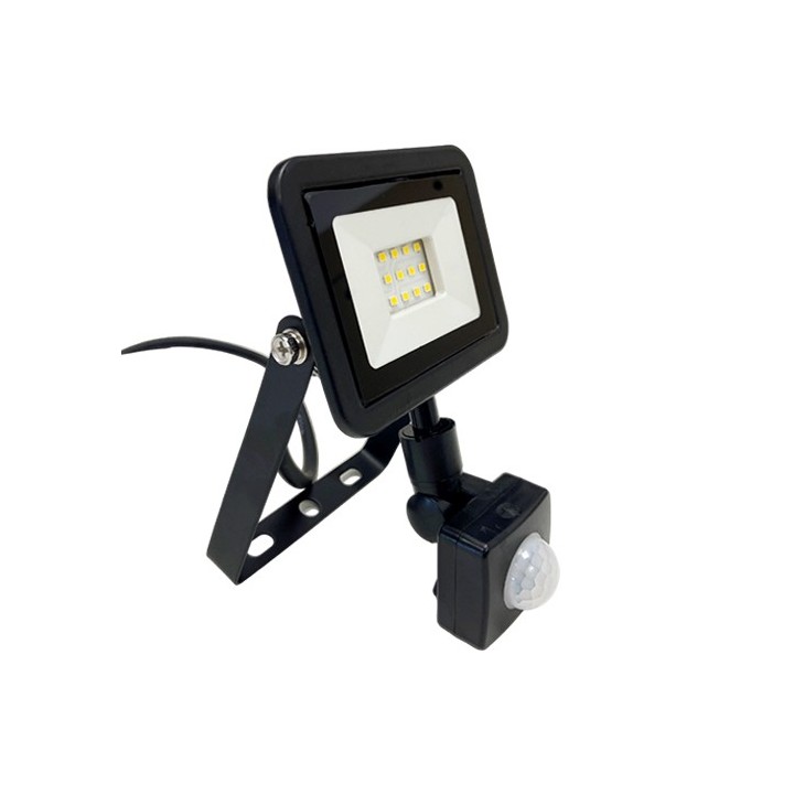 Krisane - Projecteur LED - 10W - 4000°K - IP65 - Noir - avec détecteur - Réf : KRI29741
