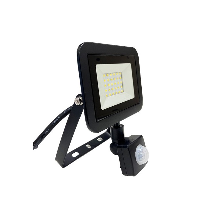 Krisane - Projecteur LED - 20W - 4000°K - IP65 - Noir - avec détecteur - Réf : KRI29742