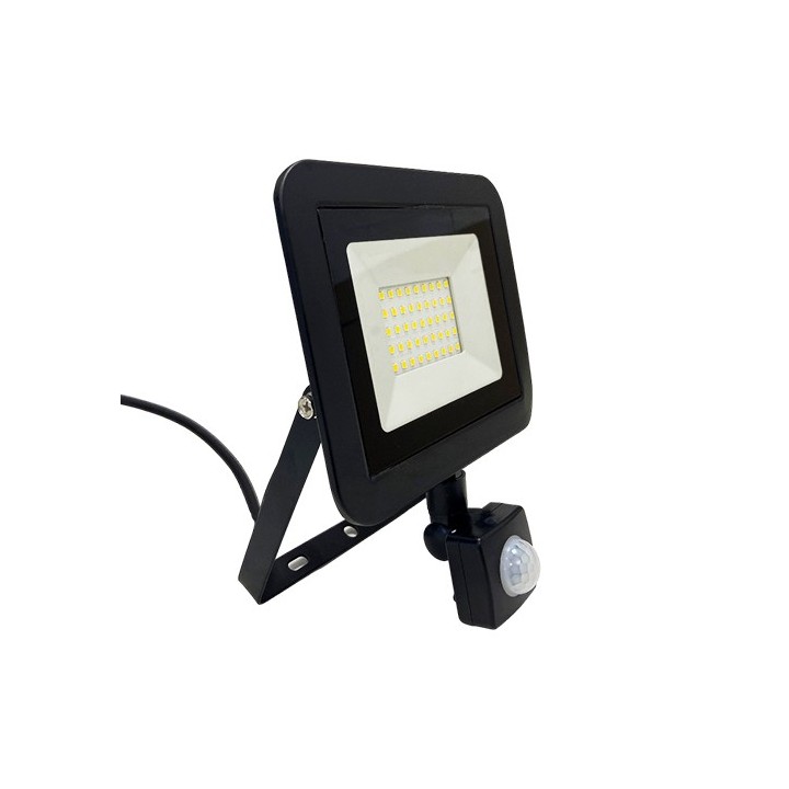 Krisane - Projecteur LED - 30W - 4000°K - IP65 - Noir - avec détecteur - Réf : KRI29743