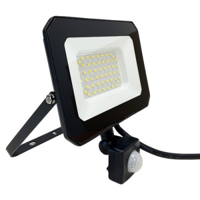Krisane - Projecteur LED - 50W - 4000°K - IP65 - avec détecteur - Noir- Réf : KRI29744