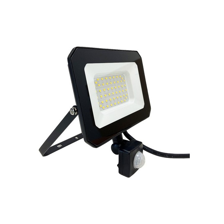 Krisane - Projecteur LED - 50W - 4000°K - IP65 - avec détecteur - Noir- Réf : KRI29744