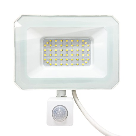 Krisane - Projecteur LED - 50W - 4000°K - avec détecteur - Blanc - Réf : KRI29764