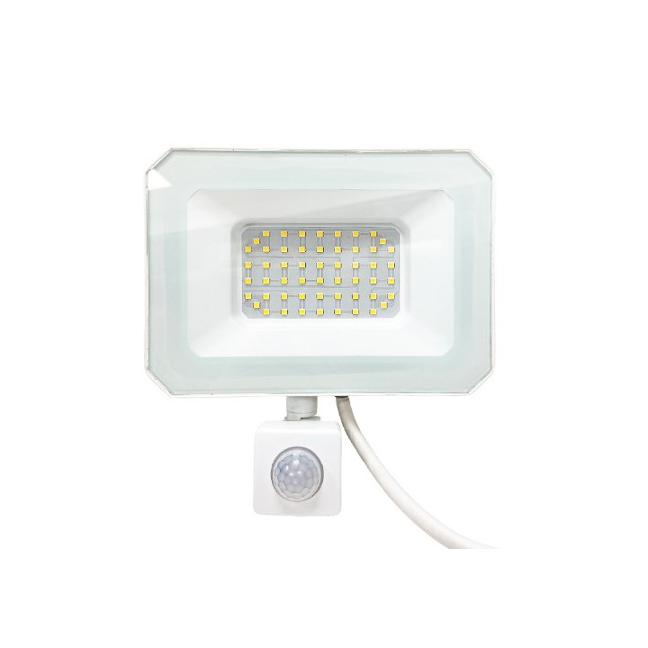 Krisane - Projecteur LED - 50W - 4000°K - avec détecteur - Blanc - Réf : KRI29764