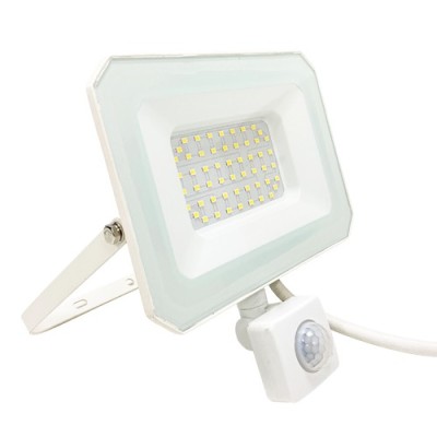 Krisane - Projecteur LED - 50W - 4000°K - IP65 - avec détecteur - Blanc - Réf : KRI29764