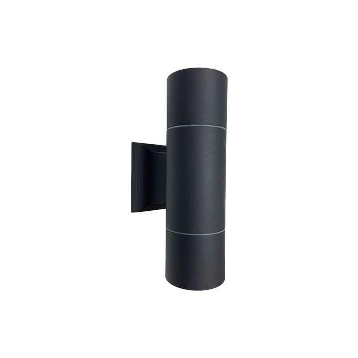 Krisane - Applique murale cylindrique - 2x GU10 (sans ampoule) - IP54 - anthracite - réf : KRI30131