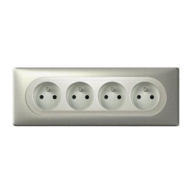 Legrand Céliane - Prise 4x 2P+T à puits compacte précâblée Standard - Ensemble Titane Complet - Réf : F042