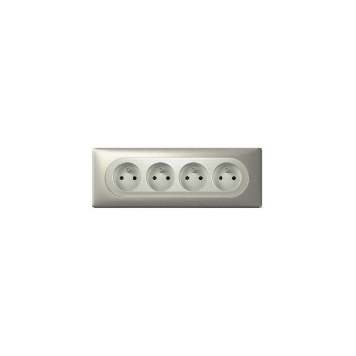 Legrand Céliane - Prise 4x 2P+T à puits compacte précâblée Standard - Ensemble Titane Complet - Réf : F042