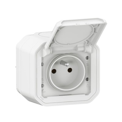 Legrand - Prise de courant 2P+T étanche Plexo 16A 250V IP55 IK08 complet saillie - blanc - Réf : 070024