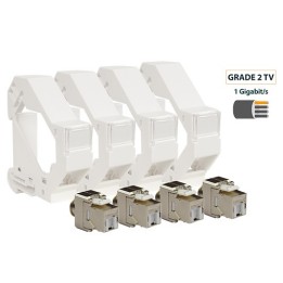 Omelcom - Supports modulaires blindes + 4 conn. rj45 cat6 stp/gr2tv - sachet de 4 - Réf : GO182