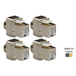 Omelcom - Sachet de 4 connecteurs RJ45 Cat 6A STP / Grade 3 TV - Ref : GO183