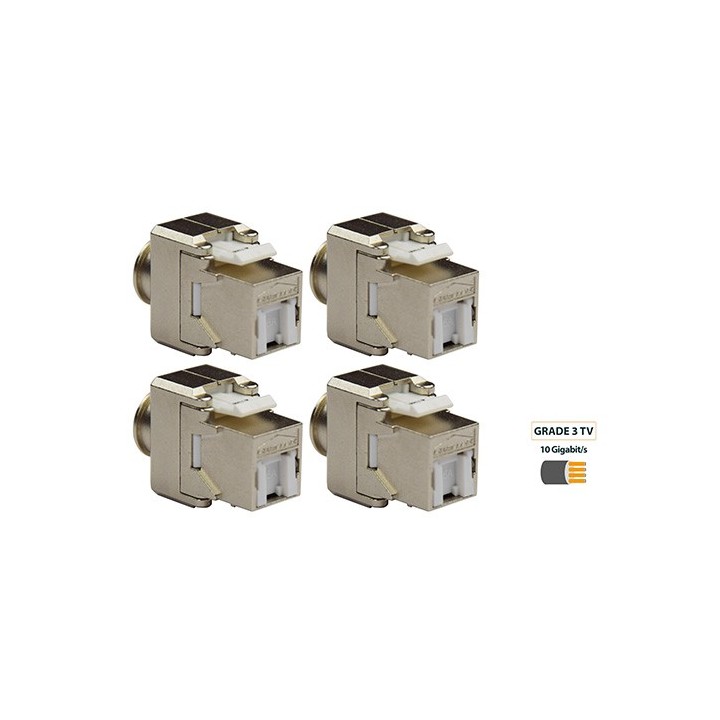 Omelcom - Sachet de 4 connecteurs RJ45 Cat 6A STP / Grade 3 TV - Ref : GO183