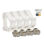 Omelcom - Supports moduaires blindes + 4 conn. rj45 cat6a stp/gr3tv - Réf : GO184