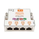 Omelcom - Répartiteur TV RJ45 4 sorties + Fixation RAIL DIN - Réf : GO186