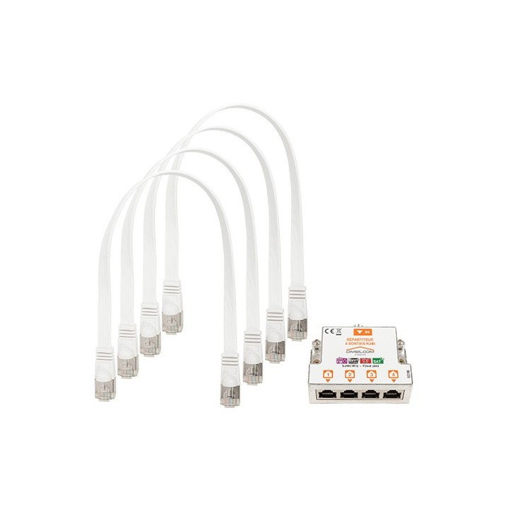 Omelcom - Kit répartiteur TV/SAT sur 4 sorties RJ45 - Réf : GO188