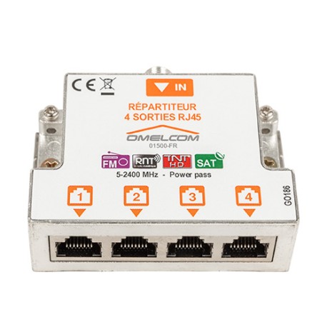 Omelcom - Kit répartiteur TV/SAT sur 4 sorties RJ45 - Réf : GO188