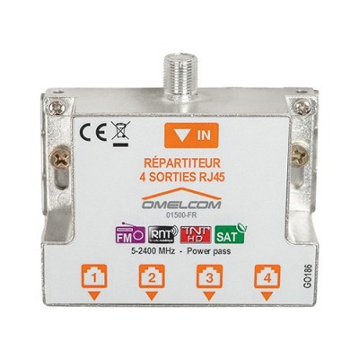 Omelcom - Kit répartiteur TV/SAT sur 4 sorties RJ45 - Réf : GO188