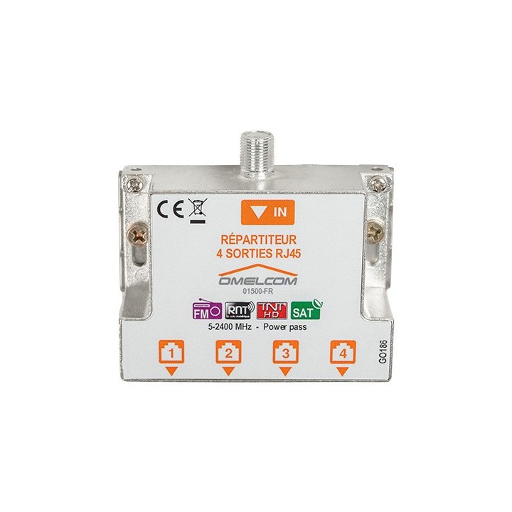 Omelcom - Kit répartiteur TV/SAT sur 4 sorties RJ45 - Réf : GO188