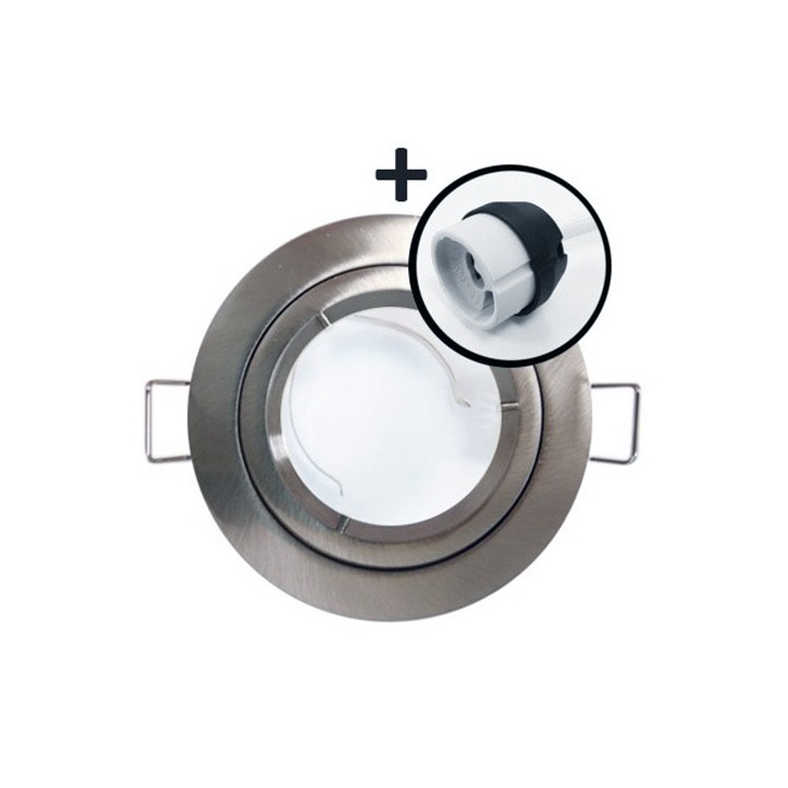 Krisane - Support spot fixe - 1/4 de tour - avec douille GU10 - IP44 - aluminium - Réf : KRI20035
