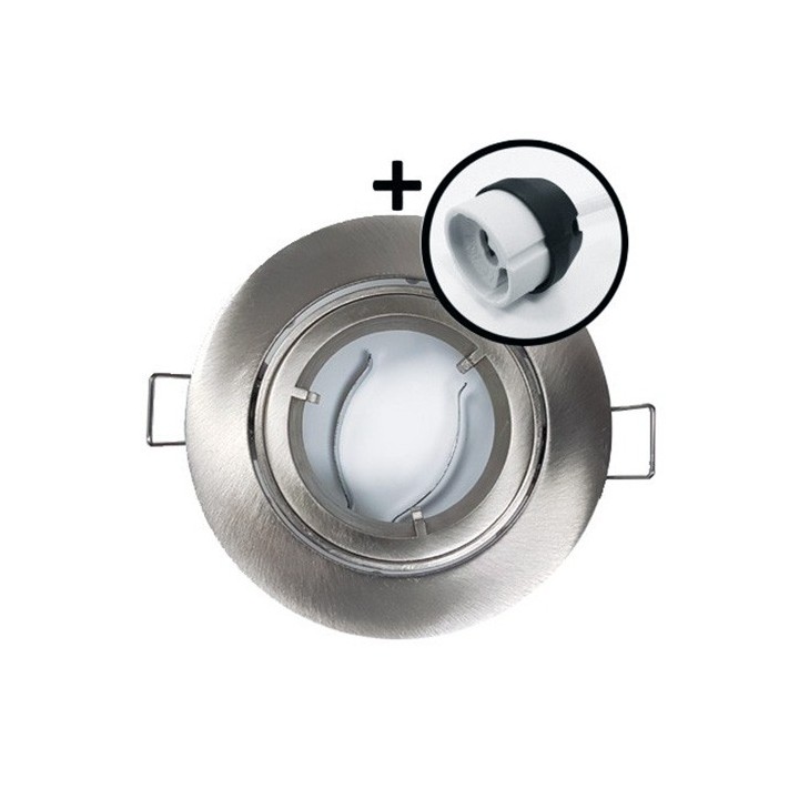 Krisane - Support spot orientable - 1/4 de tour avec douille GU10 - IP20 - aluminium - Réf : KRI20034
