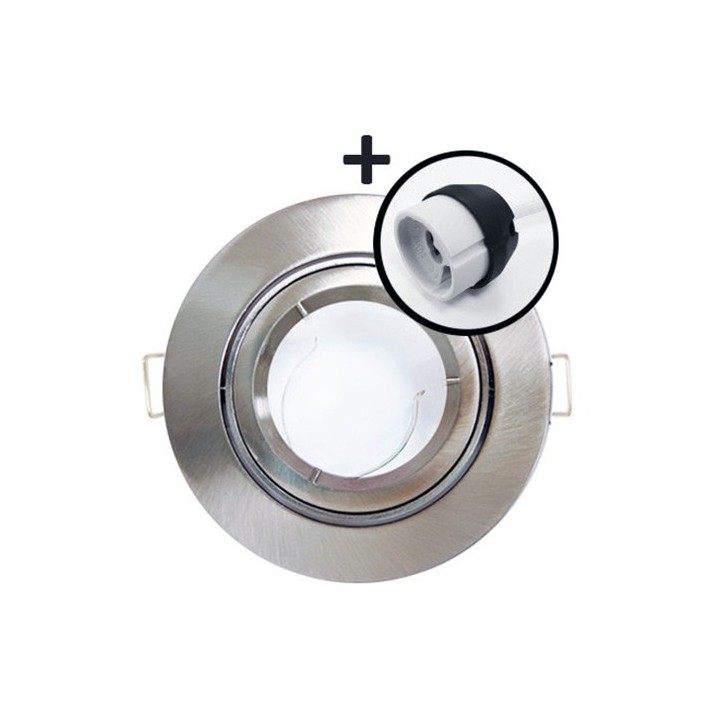 Krisane - Support spot orientable - 1/4 de tour avec douille GU10 - IP44 - aluminium - Réf : KRI20036