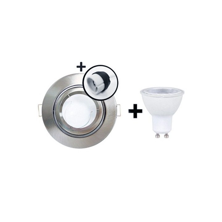 KIT spot encastré - 1/4 tour - IP 44 - orientable - 3000k - aluminium - LED 5W - Réf : KRI30036