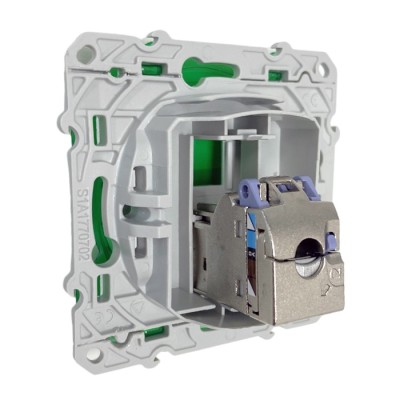 Schneider Odace - Prise RJ45 - Blanc - Grade 3 - Multimédia - cat. 6 STP - Réf : S520476