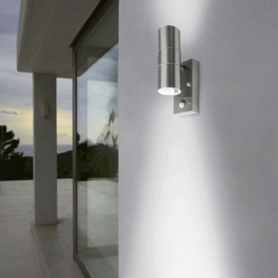 Miidex Lighting - Applique murale GU10 X 2 + Détecteur Inox 316 L - Réf : 700380