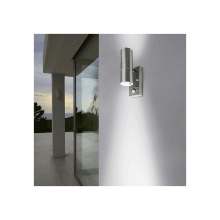 Miidex Lighting - Applique murale GU10 X 2 + Détecteur Inox 316 L - Réf : 700380