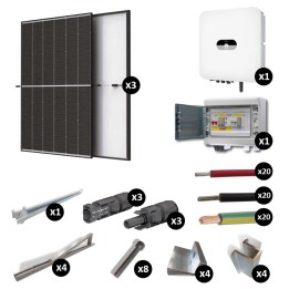 Kit Photovoltaïque 1350W - Toit plat - Pose portrait - Onduleur hybride Huawei - Réf : PV441350M-TPL-PO
