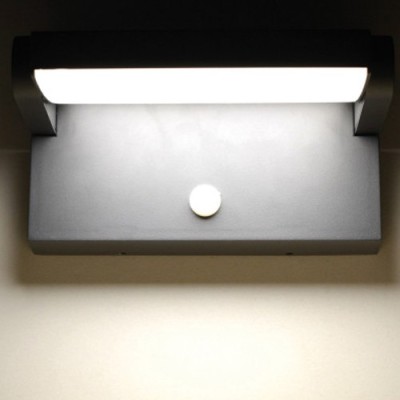 Miidex Lighting - Applique murale orientable LED 12W 720 LM Détecteur 3000K Gris IP54 - Réf : 67809
