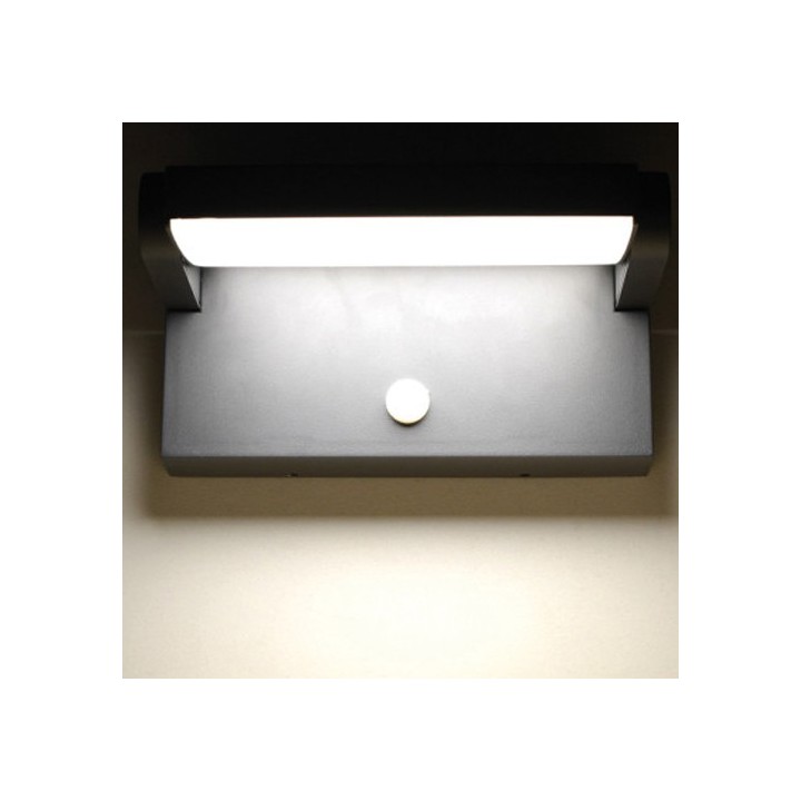 Miidex Lighting - Applique murale orientable LED 12W 720 LM Détecteur 3000K Gris IP54 - Réf : 67809