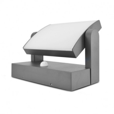 Miidex Lighting - Applique murale orientable LED 12W 720 LM Détecteur 3000K Gris IP54 - Réf : 67809