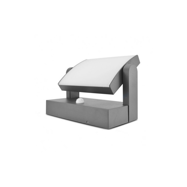 Miidex Lighting - Applique murale orientable LED 12W 720 LM Détecteur 3000K Gris IP54 - Réf : 67809