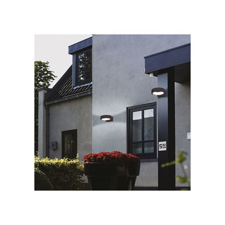 Miidex Lighting - Applique murale LED 16W 230V 3000K Anthracite IP65 - Réf : 70411